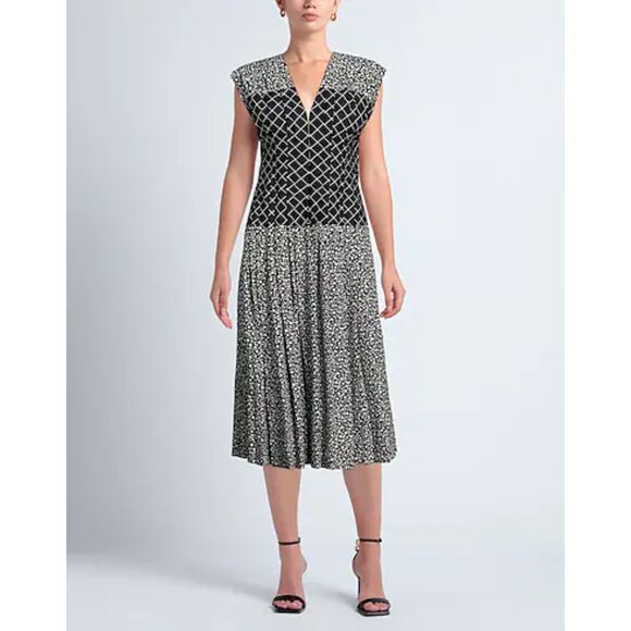 TORY BURCH Claire Floral Midi Dress Black White NWT Sz 4 - Picture 1 of 8